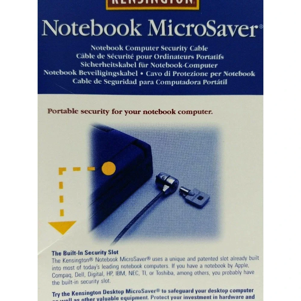 Kensington MicroSaver Notebook Lock Laptop Security Cable 64068C DP/N 095026